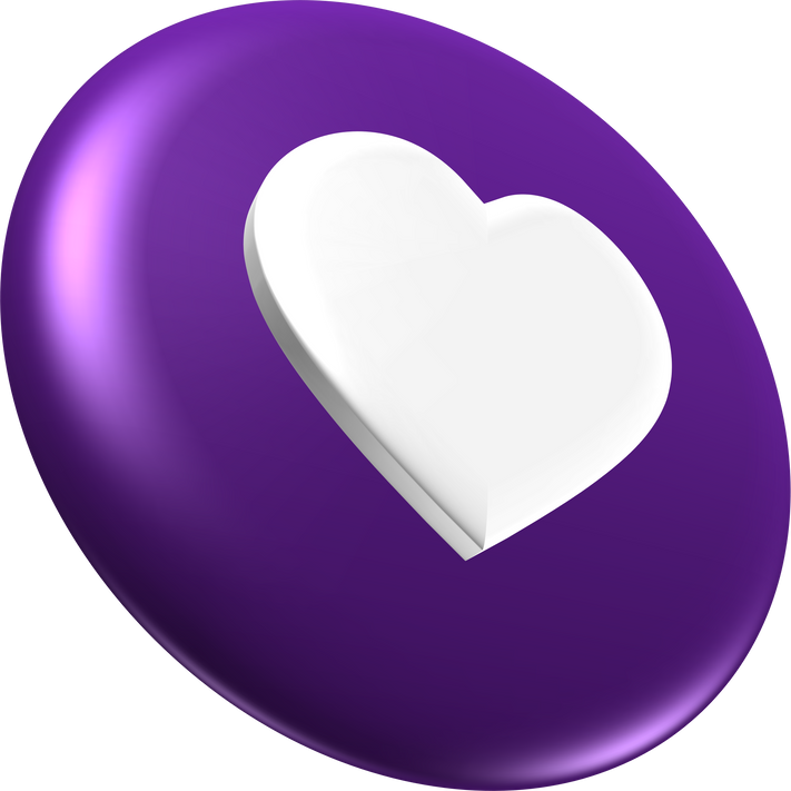 Heart purple 3D rendering